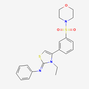 molecular formula C21H23N3O3S2 B12193640 N-[(2E)-3-ethyl-4-[3-(morpholin-4-ylsulfonyl)phenyl]-1,3-thiazol-2(3H)-ylidene]aniline 