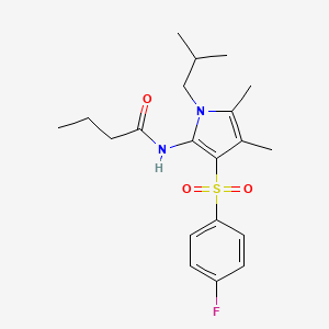 molecular formula C20H27FN2O3S B12193728 N-{3-[(4-fluorophenyl)sulfonyl]-4,5-dimethyl-1-(2-methylpropyl)-1H-pyrrol-2-yl}butanamide 