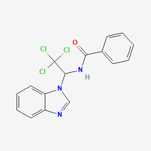molecular formula C16H12Cl3N3O B12193729 N-[1-(1H-1,3-benzodiazol-1-yl)-2,2,2-trichloroethyl]benzamide 