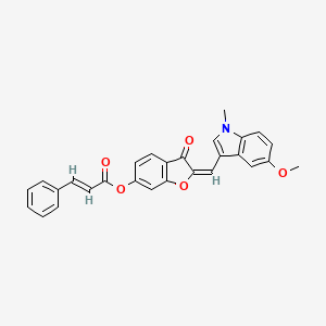 molecular formula C28H21NO5 B12193753 (2E)-2-[(5-methoxy-1-methyl-1H-indol-3-yl)methylidene]-3-oxo-2,3-dihydro-1-benzofuran-6-yl (2E)-3-phenylprop-2-enoate 