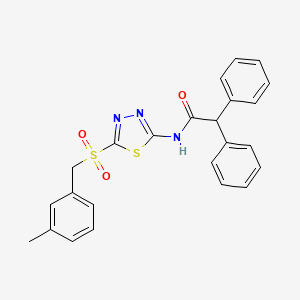 molecular formula C24H21N3O3S2 B12193791 N-{5-[(3-methylbenzyl)sulfonyl]-1,3,4-thiadiazol-2-yl}-2,2-diphenylacetamide 