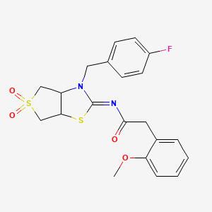 molecular formula C21H21FN2O4S2 B12193820 N-[(2E)-3-(4-fluorobenzyl)-5,5-dioxidotetrahydrothieno[3,4-d][1,3]thiazol-2(3H)-ylidene]-2-(2-methoxyphenyl)acetamide 