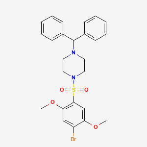 molecular formula C25H27BrN2O4S B12193837 1-(4-Bromo-2,5-dimethoxybenzenesulfonyl)-4-(diphenylmethyl)piperazine 