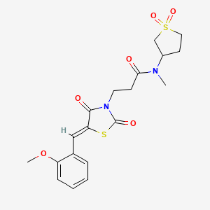 molecular formula C19H22N2O6S2 B12193895 N-(1,1-dioxidotetrahydrothiophen-3-yl)-3-[(5Z)-5-(2-methoxybenzylidene)-2,4-dioxo-1,3-thiazolidin-3-yl]-N-methylpropanamide 
