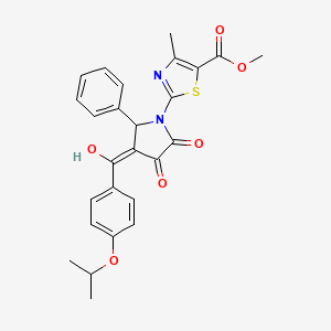 molecular formula C26H24N2O6S B12193959 methyl 2-[(3E)-3-{hydroxy[4-(propan-2-yloxy)phenyl]methylidene}-4,5-dioxo-2-phenylpyrrolidin-1-yl]-4-methyl-1,3-thiazole-5-carboxylate 