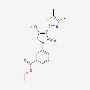 molecular formula C18H19N3O3S B12194024 ethyl 3-[5-amino-4-(4,5-dimethyl-1,3-thiazol-2-yl)-3-oxo-2,3-dihydro-1H-pyrrol-1-yl]benzoate 