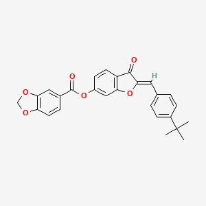 molecular formula C27H22O6 B12194046 (2Z)-2-(4-tert-butylbenzylidene)-3-oxo-2,3-dihydro-1-benzofuran-6-yl 1,3-benzodioxole-5-carboxylate 