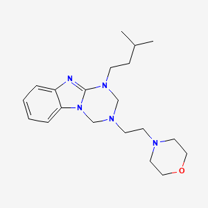 molecular formula C20H31N5O B12194047 1-(3-Methylbutyl)-3-[2-(morpholin-4-yl)ethyl]-1,2,3,4-tetrahydro[1,3,5]triazino[1,2-a]benzimidazole 