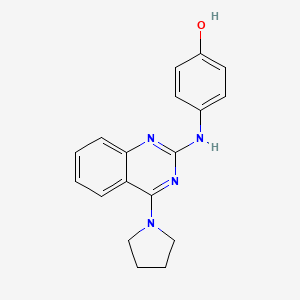 molecular formula C18H18N4O B1219406 4-[[4-(1-Pyrrolidinyl)-2-quinazolinyl]amino]phenol 
