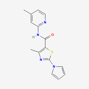 molecular formula C15H14N4OS B12194098 4-methyl-N-(4-methylpyridin-2-yl)-2-(1H-pyrrol-1-yl)-1,3-thiazole-5-carboxamide 