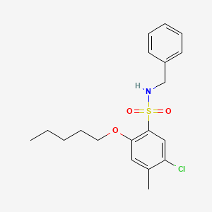 molecular formula C19H24ClNO3S B12194117 Benzenesulfonamide, 5-chloro-4-methyl-2-(pentyloxy)-N-(phenylmethyl)- CAS No. 914620-50-1