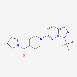 molecular formula C16H19F3N6O B12194151 Pyrrolidin-1-yl{1-[3-(trifluoromethyl)[1,2,4]triazolo[4,3-b]pyridazin-6-yl]piperidin-4-yl}methanone 