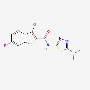 molecular formula C14H11ClFN3OS2 B12194159 3-chloro-6-fluoro-N-[5-(propan-2-yl)-1,3,4-thiadiazol-2-yl]-1-benzothiophene-2-carboxamide 