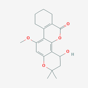 molecular formula C19H22O5 B12194181 4-hydroxy-11-methoxy-2,2-dimethyl-3,4,7,8,9,10-hexahydro-2H,6H-benzo[c]pyrano[2,3-h]chromen-6-one 