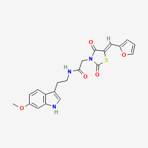 molecular formula C21H19N3O5S B12194237 2-[(5Z)-5-(furan-2-ylmethylidene)-2,4-dioxo-1,3-thiazolidin-3-yl]-N-[2-(6-methoxy-1H-indol-3-yl)ethyl]acetamide 