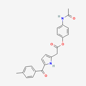 molecular formula C22H20N2O4 B1219425 1H-Pyrrole-2-acetic acid, 5-(4-methylbenzoyl)-, 4-(acetylamino)phenyl ester CAS No. 86695-20-7