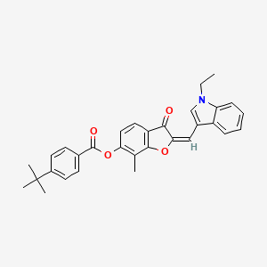 molecular formula C31H29NO4 B12194292 (2E)-2-[(1-ethyl-1H-indol-3-yl)methylidene]-7-methyl-3-oxo-2,3-dihydro-1-benzofuran-6-yl 4-tert-butylbenzoate 