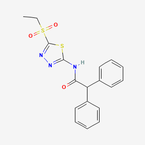 molecular formula C18H17N3O3S2 B12194406 N-[5-(ethylsulfonyl)-1,3,4-thiadiazol-2-yl]-2,2-diphenylacetamide 