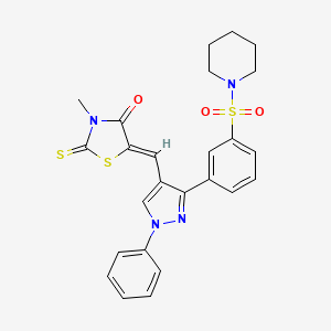 molecular formula C25H24N4O3S3 B12194455 (5Z)-3-methyl-5-({1-phenyl-3-[3-(piperidin-1-ylsulfonyl)phenyl]-1H-pyrazol-4-yl}methylidene)-2-thioxo-1,3-thiazolidin-4-one 