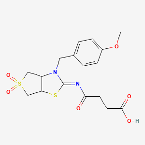 molecular formula C17H20N2O6S2 B12194459 4-{[(2Z)-3-(4-methoxybenzyl)-5,5-dioxidotetrahydrothieno[3,4-d][1,3]thiazol-2(3H)-ylidene]amino}-4-oxobutanoic acid 