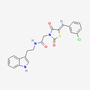 molecular formula C22H18ClN3O3S B12194473 2-[(5Z)-5-(3-chlorobenzylidene)-2,4-dioxo-1,3-thiazolidin-3-yl]-N-[2-(1H-indol-3-yl)ethyl]acetamide 