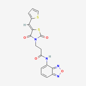molecular formula C17H12N4O4S2 B12194484 N-(2,1,3-benzoxadiazol-4-yl)-3-[(5Z)-2,4-dioxo-5-(thiophen-2-ylmethylidene)-1,3-thiazolidin-3-yl]propanamide 