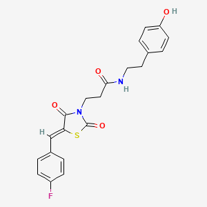 molecular formula C21H19FN2O4S B12194493 3-[(5Z)-5-(4-fluorobenzylidene)-2,4-dioxo-1,3-thiazolidin-3-yl]-N-[2-(4-hydroxyphenyl)ethyl]propanamide 