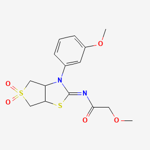 molecular formula C15H18N2O5S2 B12194514 2-methoxy-N-[(2Z)-3-(3-methoxyphenyl)-5,5-dioxidotetrahydrothieno[3,4-d][1,3]thiazol-2(3H)-ylidene]acetamide 