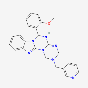 molecular formula C24H23N7O B12194518 9-(2-methoxyphenyl)-4-(pyridin-3-ylmethyl)-2,4,6,8,10,17-hexazatetracyclo[8.7.0.02,7.011,16]heptadeca-1(17),6,11,13,15-pentaene 