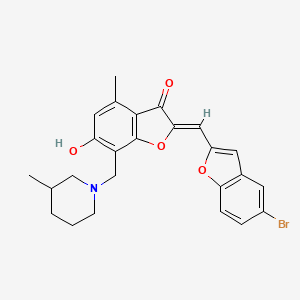 molecular formula C25H24BrNO4 B12194541 (2Z)-2-[(5-bromo-1-benzofuran-2-yl)methylidene]-6-hydroxy-4-methyl-7-[(3-methylpiperidin-1-yl)methyl]-1-benzofuran-3(2H)-one 