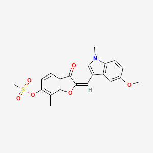 molecular formula C21H19NO6S B12194565 (2E)-2-[(5-methoxy-1-methyl-1H-indol-3-yl)methylidene]-7-methyl-3-oxo-2,3-dihydro-1-benzofuran-6-yl methanesulfonate 