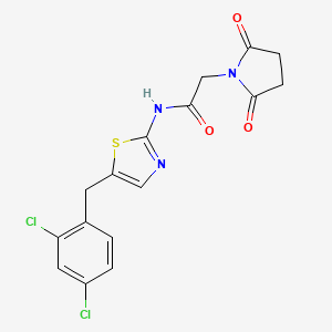 molecular formula C16H13Cl2N3O3S B12194595 N-[5-(2,4-dichlorobenzyl)-1,3-thiazol-2-yl]-2-(2,5-dioxopyrrolidin-1-yl)acetamide 