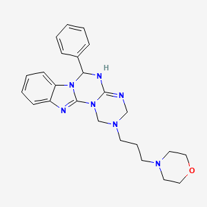 molecular formula C24H29N7O B12194596 4-(3-(6-phenyl-3,4-dihydro-1H-benzo[4,5]imidazo[1,2-a][1,3,5]triazino[1,2-c][1,3,5]triazin-2(6H)-yl)propyl)morpholine 