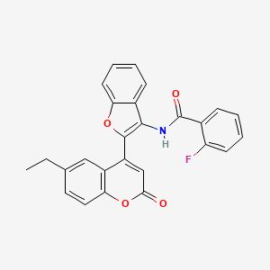 molecular formula C26H18FNO4 B12194601 N-[2-(6-ethyl-2-oxo-2H-chromen-4-yl)-1-benzofuran-3-yl]-2-fluorobenzamide 