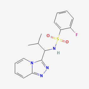 molecular formula C16H17FN4O2S B12194621 2-fluoro-N-[2-methyl-1-([1,2,4]triazolo[4,3-a]pyridin-3-yl)propyl]benzenesulfonamide 