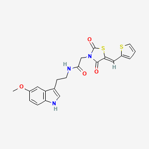 molecular formula C21H19N3O4S2 B12194623 2-[(5Z)-2,4-dioxo-5-(thiophen-2-ylmethylidene)-1,3-thiazolidin-3-yl]-N-[2-(5-methoxy-1H-indol-3-yl)ethyl]acetamide 