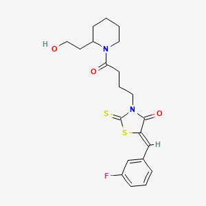 molecular formula C21H25FN2O3S2 B12194638 (5Z)-5-(3-fluorobenzylidene)-3-{4-[2-(2-hydroxyethyl)piperidin-1-yl]-4-oxobutyl}-2-thioxo-1,3-thiazolidin-4-one 