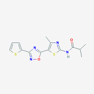 molecular formula C14H14N4O2S2 B12194651 2-methyl-N-[(2Z)-4-methyl-5-[3-(thiophen-2-yl)-1,2,4-oxadiazol-5-yl]-1,3-thiazol-2(3H)-ylidene]propanamide 
