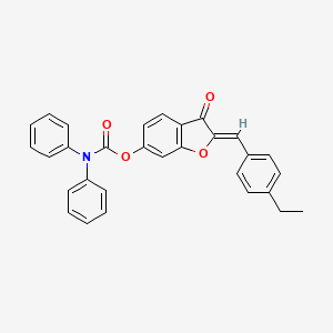 molecular formula C30H23NO4 B12194672 (2Z)-2-(4-ethylbenzylidene)-3-oxo-2,3-dihydro-1-benzofuran-6-yl diphenylcarbamate 