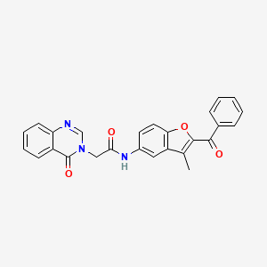 molecular formula C26H19N3O4 B12194693 N-[3-methyl-2-(phenylcarbonyl)-1-benzofuran-5-yl]-2-(4-oxoquinazolin-3(4H)-yl)acetamide 