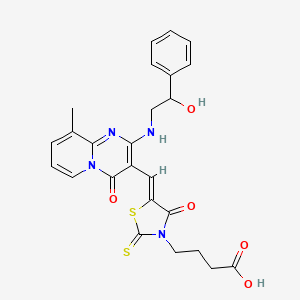 molecular formula C25H24N4O5S2 B12194734 4-[(5Z)-5-({2-[(2-hydroxy-2-phenylethyl)amino]-9-methyl-4-oxo-4H-pyrido[1,2-a]pyrimidin-3-yl}methylidene)-4-oxo-2-thioxo-1,3-thiazolidin-3-yl]butanoic acid 