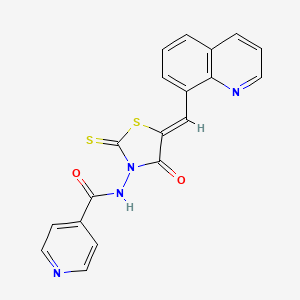 molecular formula C19H12N4O2S2 B12194748 N-[(5Z)-4-oxo-5-(quinolin-8-ylmethylidene)-2-thioxo-1,3-thiazolidin-3-yl]pyridine-4-carboxamide 