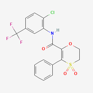 molecular formula C18H13ClF3NO4S B12194811 N-[2-chloro-5-(trifluoromethyl)phenyl]-3-phenyl-5,6-dihydro-1,4-oxathiine-2-carboxamide 4,4-dioxide 