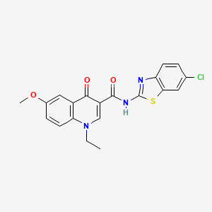 molecular formula C20H16ClN3O3S B12194852 N-[(2Z)-6-chloro-1,3-benzothiazol-2(3H)-ylidene]-1-ethyl-6-methoxy-4-oxo-1,4-dihydroquinoline-3-carboxamide 