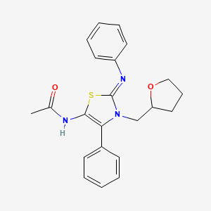 molecular formula C22H23N3O2S B12194866 N-[(2Z)-4-phenyl-2-(phenylimino)-3-(tetrahydrofuran-2-ylmethyl)-2,3-dihydro-1,3-thiazol-5-yl]acetamide 