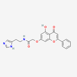 molecular formula C22H19N3O5 B12194867 2-[(5-hydroxy-4-oxo-2-phenyl-4H-chromen-7-yl)oxy]-N-[2-(1H-imidazol-5-yl)ethyl]acetamide 