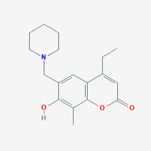 molecular formula C18H23NO3 B12194875 4-Ethyl-7-hydroxy-8-methyl-6-(piperidin-1-ylmethyl)chromen-2-one 