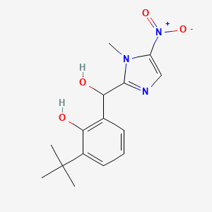 molecular formula C15H19N3O4 B1219488 alpha-(3-(1,1-Dimethylethyl)-2-hydroxyphenyl)-1-methyl-5-nitro-1H-imidazole-2-methanol CAS No. 91219-87-3