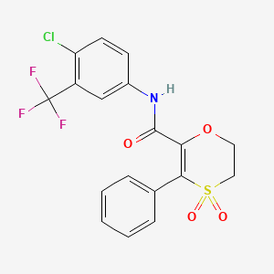 molecular formula C18H13ClF3NO4S B12194882 N-[4-chloro-3-(trifluoromethyl)phenyl]-3-phenyl-5,6-dihydro-1,4-oxathiine-2-carboxamide 4,4-dioxide 