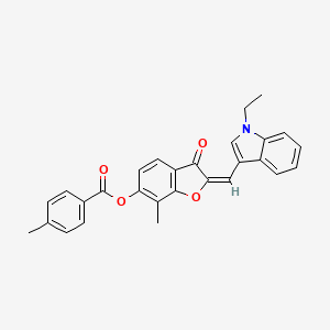 molecular formula C28H23NO4 B12194888 (2E)-2-[(1-ethyl-1H-indol-3-yl)methylidene]-7-methyl-3-oxo-2,3-dihydro-1-benzofuran-6-yl 4-methylbenzoate 